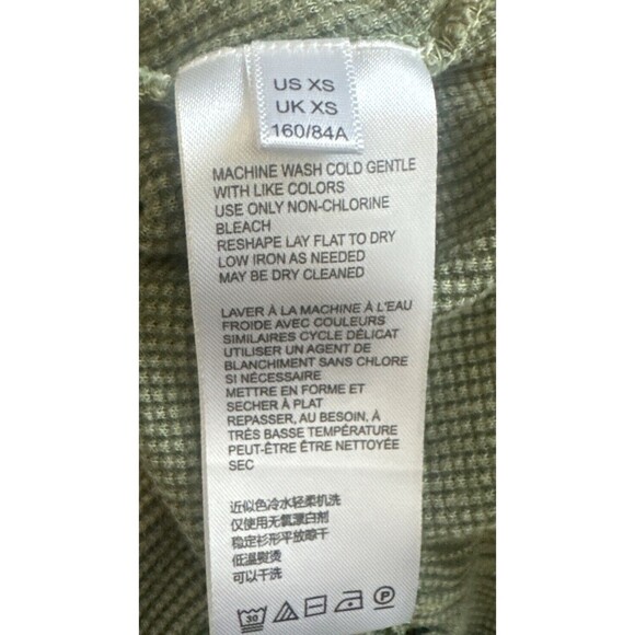 Women’s Anthropologie Pilcro Olive Green Henley V Neck Long Sleeve Shirt Top- XS - Picture 9 of 9